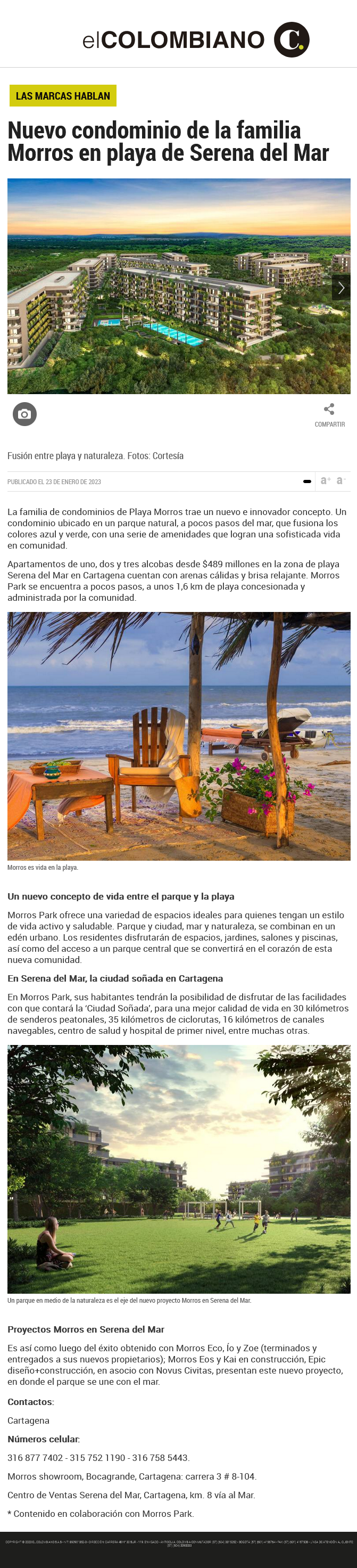 Nuevo condominio de la familia morros en playa de Serena del Mar